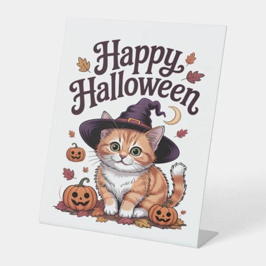 キャットパンプキンハッピーハローウィン 台座サイン (正面)