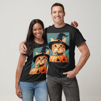 キャットパンプキンハロウィーンデイギフトカップルTシャツ Tシャツ