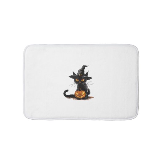 キャットパンプキンハロウィーン バスマット (正面)