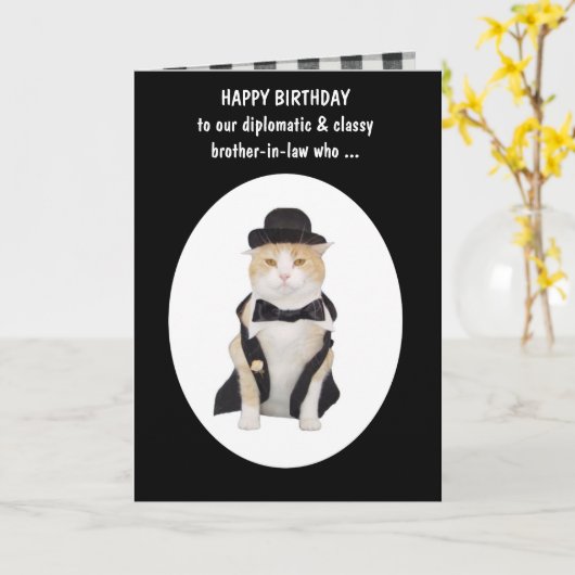 キャットパーソおもしろいン男性誕生日 カード (黄色い花)