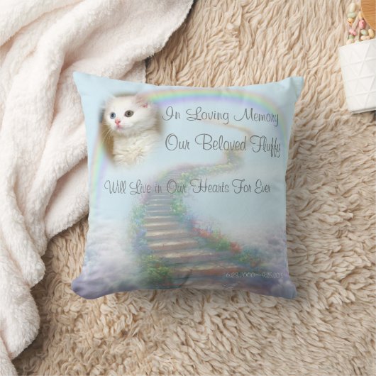 キャットパーソナライズされたメモリアル階段から天国 クッション (ブランケット)