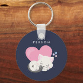 キャットパーソン文字かわいい白い子ネコちゃん寝る キーホルダー (正面)