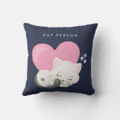 キャットパーソン文字かわいい白い子ネコちゃん寝る クッション (裏面)