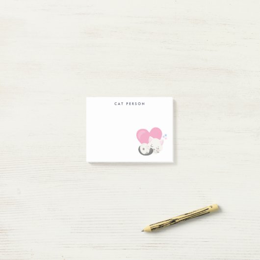 キャットパーソン文字かわいい白い子ネコちゃん寝る ポストイット (デスク上)