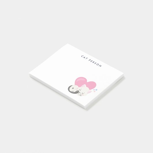 キャットパーソン文字かわいい白い子ネコちゃん寝る ポストイット (アングル)