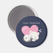 キャットパーソン文字かわいい白い子ネコちゃん寝る マグネット (正面/裏面)