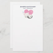 キャットパーソン文字かわいい白い子ネコちゃん寝る 便箋 (正面/裏面)