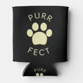 キャットパーフェクトベージュパープルポープリント 缶クーラー (正面)