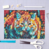 キャットヒッピーカラフルオレンジサイケデリックGroovy Art 薄葉紙 (クラフト)