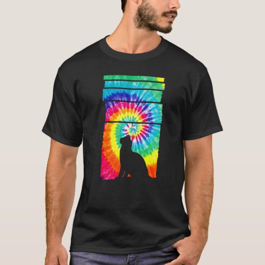 キャットヒッピー絞り染め猫 Tシャツ (正面)