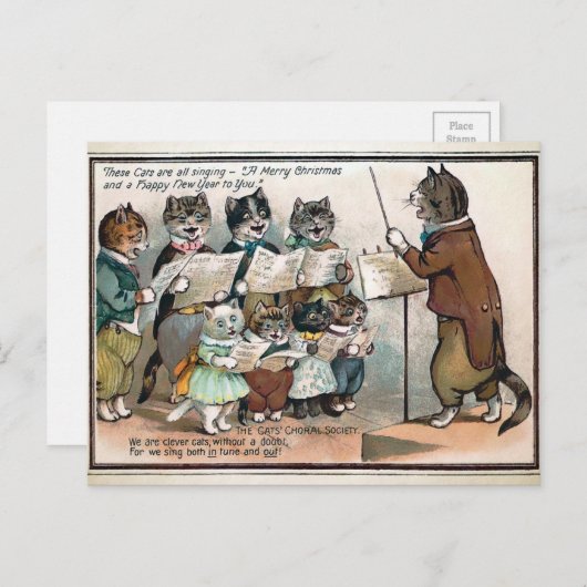キャットビクトリアンコーラスのクリスマス ポストカード (正面/裏面)