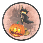 キャットビックバイパンプキンハロウィーンおもしろいキャラクター アイスホッケーパック (正面)
