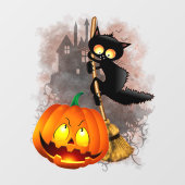 キャットビックバイパンプキンハロウィーンおもしろいキャラクター ウィンドウサイン (シート)