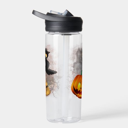 キャットビックバイパンプキンハロウィーンおもしろいキャラクター ウォーターボトル (右面)