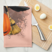 キャットビックバイパンプキンハロウィーンおもしろいキャラクター キッチンタオル (四つ折り)