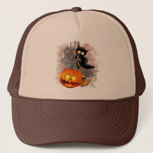 キャットビックバイパンプキンハロウィーンおもしろいキャラクター キャップ