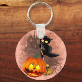 キャットビックバイパンプキンハロウィーンおもしろいキャラクター キーホルダー (正面)