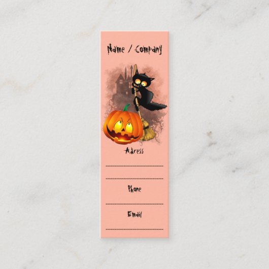 キャットビックバイパンプキンハロウィーンおもしろいキャラクター スキニー名刺 (正面)