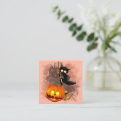 キャットビックバイパンプキンハロウィーンおもしろいキャラクター スクエア名刺 (スタンド正面)