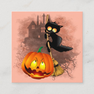 キャットビックバイパンプキンハロウィーンおもしろいキャラクター スクエア名刺