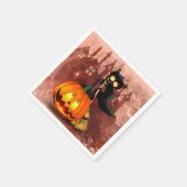 キャットビックバイパンプキンハロウィーンおもしろいキャラクター スタンダードカクテルナプキン (角)