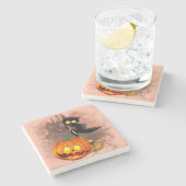 キャットビックバイパンプキンハロウィーンおもしろいキャラクター ストーンコースター (横)