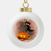キャットビックバイパンプキンハロウィーンおもしろいキャラクター セラミックボールオーナメント (正面)