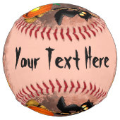 キャットビックバイパンプキンハロウィーンおもしろいキャラクター ソフトボール (裏面)