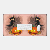 キャットビックバイパンプキンハロウィーンおもしろいキャラクター デスクマット (キーボード&マウス)