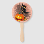 キャットビックバイパンプキンハロウィーンおもしろいキャラクター ハンドファン (裏面)