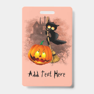 キャットビックバイパンプキンハロウィーンおもしろいキャラクター バッジ