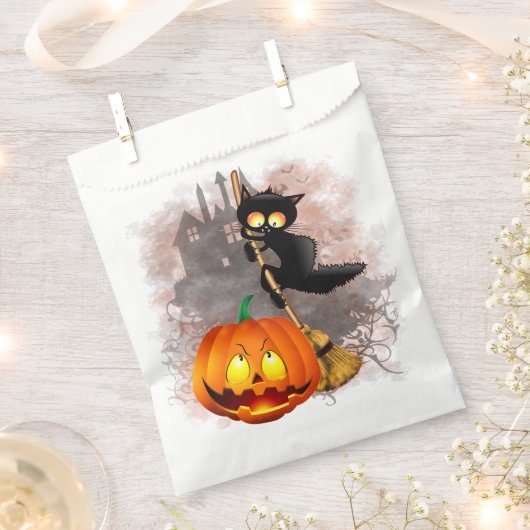 キャットビックバイパンプキンハロウィーンおもしろいキャラクター フェイバーバッグ (クリップ留めされた状態)