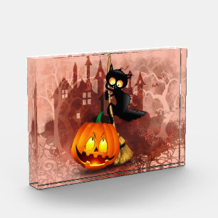 キャットビックバイパンプキンハロウィーンおもしろいキャラクター フォトブロック