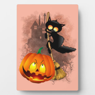 キャットビックバイパンプキンハロウィーンおもしろいキャラクター フォトプラーク