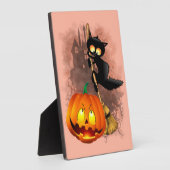 キャットビックバイパンプキンハロウィーンおもしろいキャラクター フォトプラーク (側面)