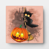 キャットビックバイパンプキンハロウィーンおもしろいキャラクター フォトプラーク (正面)