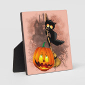 キャットビックバイパンプキンハロウィーンおもしろいキャラクター フォトプラーク (正面)