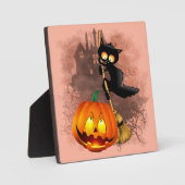 キャットビックバイパンプキンハロウィーンおもしろいキャラクター フォトプラーク (正面)