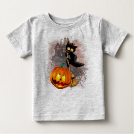 キャットビックバイパンプキンハロウィーンおもしろいキャラクター ベビーTシャツ