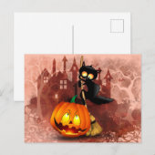 キャットビックバイパンプキンハロウィーンおもしろいキャラクター ポストカード (正面/裏面)