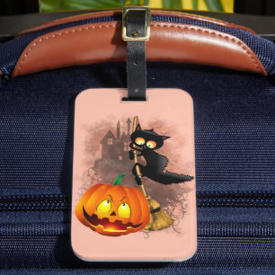 キャットビックバイパンプキンハロウィーンおもしろいキャラクター ラゲッジタグ