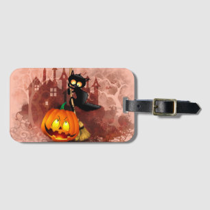 キャットビックバイパンプキンハロウィーンおもしろいキャラクター ラゲッジタグ