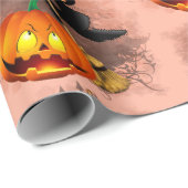 キャットビックバイパンプキンハロウィーンおもしろいキャラクター ラッピングペーパー (ロールコーナー)