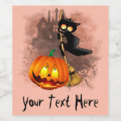 キャットビックバイパンプキンハロウィーンおもしろいキャラクター ワインラベル (シングルラベル)