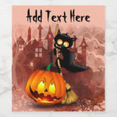 キャットビックバイパンプキンハロウィーンおもしろいキャラクター ワインラベル (シングルラベル)