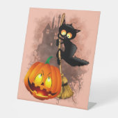 キャットビックバイパンプキンハロウィーンおもしろいキャラクター 台座サイン (正面)