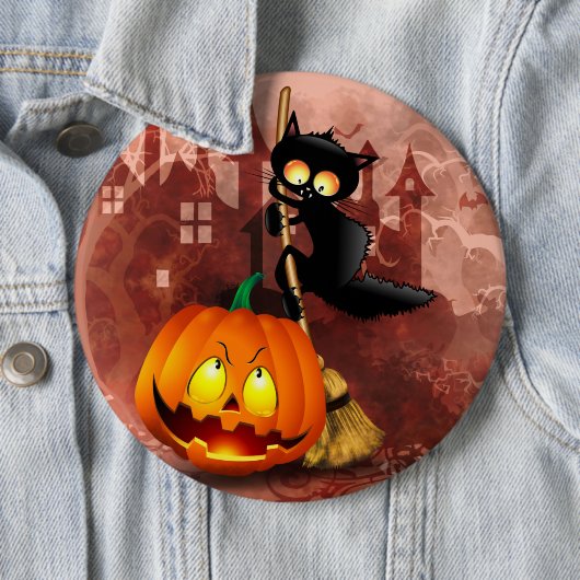 キャットビックバイパンプキンハロウィーンおもしろいキャラクター 缶バッジ (インサイチュ)