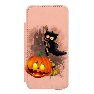 キャットビックバイパンプキンハロウィーンおもしろいキャラクター iPhone SE/5/5sウォレットケース