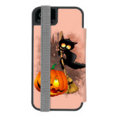 キャットビックバイパンプキンハロウィーンおもしろいキャラクター INCIPIO iPhoneウォレットケース (フォリオ裏面)