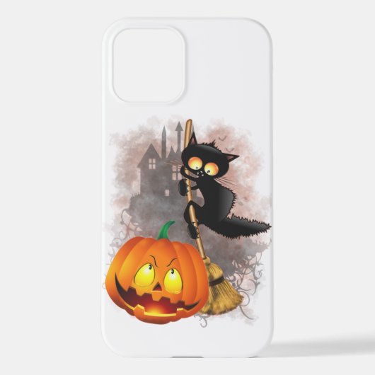 キャットビックバイパンプキンハロウィーンおもしろいキャラクター iPhoneケース (裏面)
